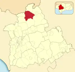 Расположение муниципалитета Касалья-де-ла-Сьерра на карте провинции