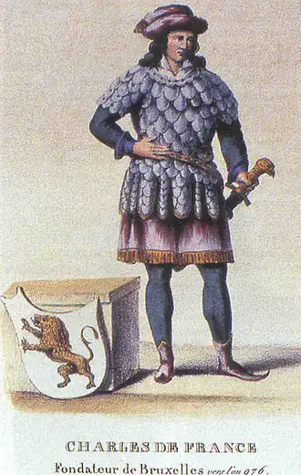 Карл Лотарингский, основатель Брюсселя. Литография 1850 года.