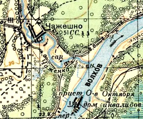 План деревни Чажешно. 1941 год