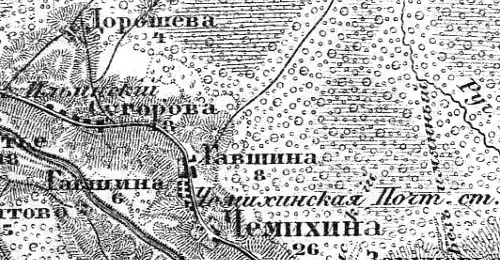 Деревня Дорошово на карте 1913 года