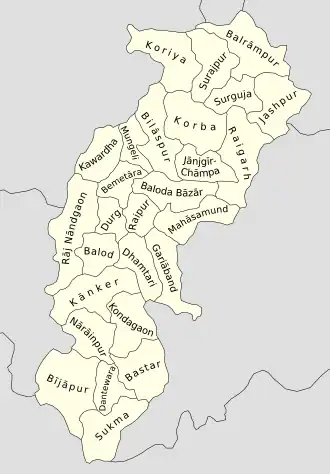 Чхаттисгарх на карте