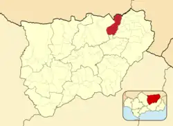 Расположение муниципалитета Чиклана-де-Сегура на карте провинции