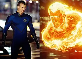 Крис Эванс в ролиДжонни Шторма / Человека-факелав фильме «Фантастическая четвёрка» (2005)