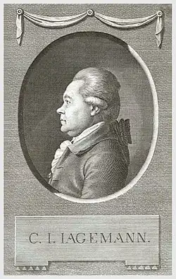Христиан Ягеманн (1735–1804), известный немецкий историк литературы.Гравюра, 1790