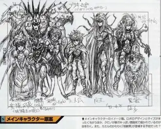 Наброски игровых персонажей, сделанные сценаристом Масато Като
