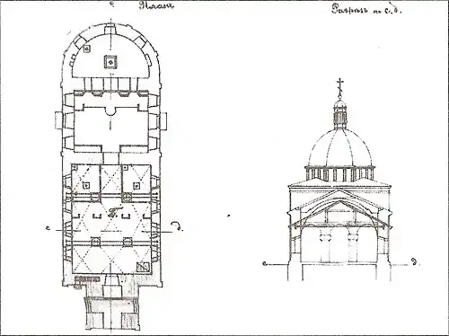 Храм в разрезе.1886 год. Архитектор А. П. Попов.
