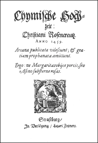 Титульный лист оригинального издания «Химической свадьбы Христиана Розенкрейца в году 1459»