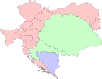 Зелёным цветом указана территория Транслейтании