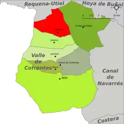 Расположение муниципалитета Кофрентес на карте провинции