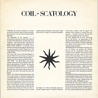Обложка альбома Coil «Scatology» (1984)