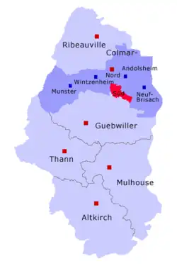 Кантон на карте департамента Верхний Рейн