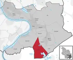 Положение Либура на карте Кёльна