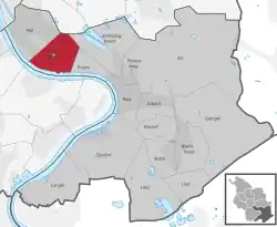 Положение Вестхофена на карте Кёльна