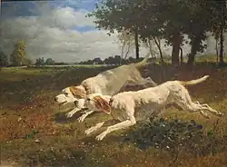 Тройон, КонстанБегущие собаки, 1853. Холст, масло. 55х88. Приобретена 25 мая 1892 года при посредничестве торгового дома «Арнольд и Трипп» за 72 5000 франков.