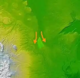 Кото-де-Прери и направления движения ледников через плато