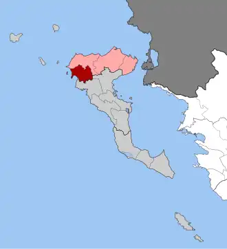 Карта общины: — Айос-Еорьос — Касопея, Тинали, Эспериес