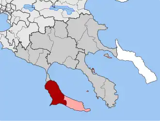 Карта общины: 1 — Касандра 2 — Палини