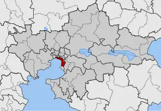 Карта общины: 1 — Салоники 2 — Триандрия