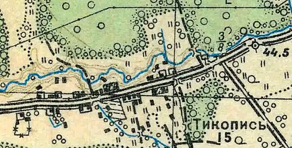План деревни Тикопись. 1938 год