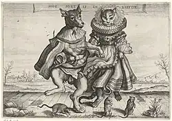 «Как сладка любовь». Танцующая собака и кошка. Ок. 1620. Офорт