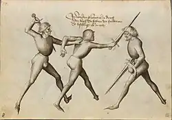 Схватка на мечах с двумя противниками.