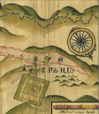 Змеиногорская крепость и Комисская шахта, фрагмент чертежа 1745 года