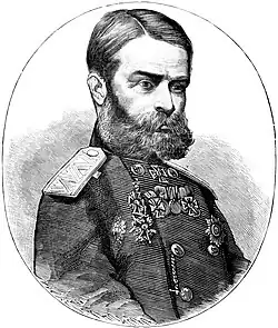 генерал В. Ф. Дерожинский.Гравюра по рисунку П. Ф. Бореля.