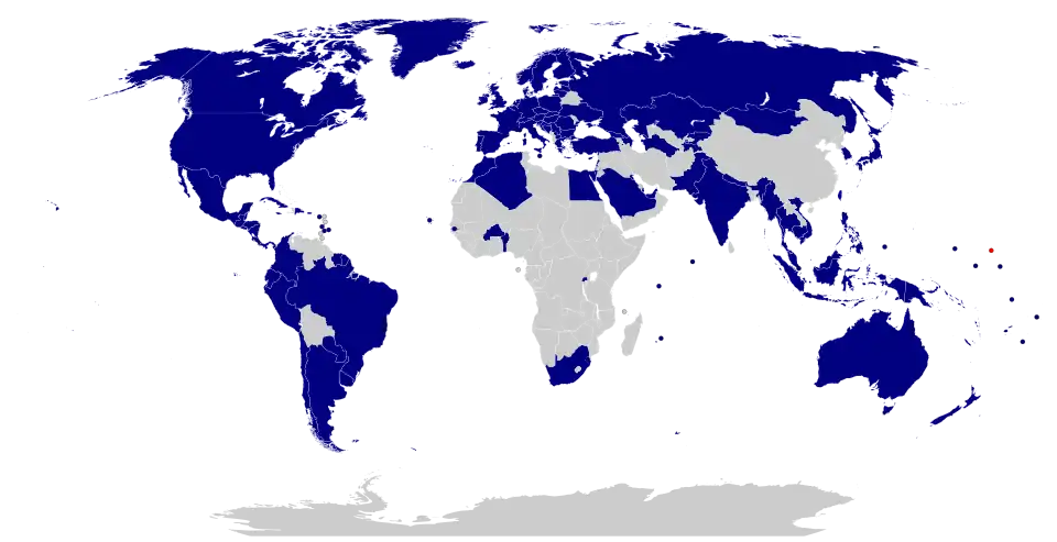 Countries having diplomatic relations with the Marshall Islands