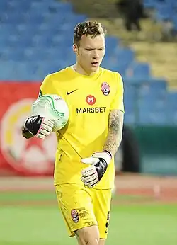 Мацапура в составе «Зари» в матче группового этапа Лиги конференций УЕФА против ЦСКА (София), 21 октября 2021