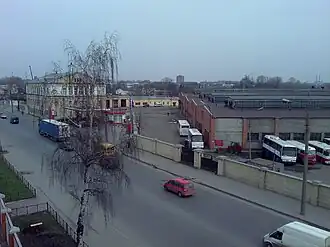 Вид на площадку автобусного парка № 1 СПб ГУП «Пассажиравтотранс» на Днепропетровской улице, 18. 2009 год