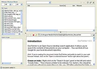 Скриншот программы DocFetcher