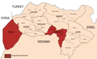 Расположение Эмирата Бахдинан на карте
Владения Дасини и Шейхан, на которые претендовали эмиры Бахдинана