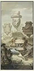 Руинированные вазы и урны. 1770. Бумага, тушь, акварель. Смитсоновский музей дизайна Купер Хьюитт, Нью-Йорк