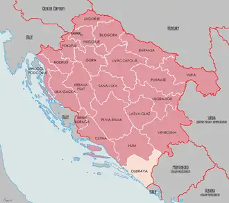 Великая жупа на карте Независимого государства Хорватии