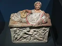 Этрусский саркофаг из Кьюзи. Терракота, роспись. 150-100 гг. до н.э. Париж, Лувр