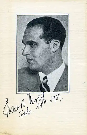 Портрет Э. В. Вольфа с автографом, 1937