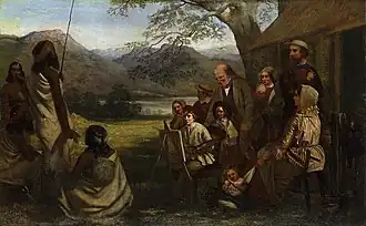 Автопортрет с аборигенами и семьёй