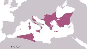 Византия в 670 г.