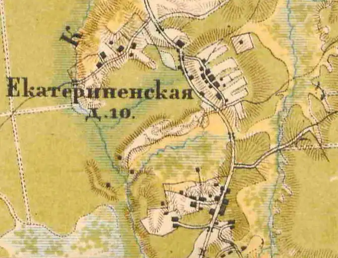Деревня Екатериненская на карте 1885 года