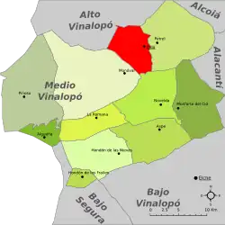 Расположение муниципалитета Эльда на карте провинции