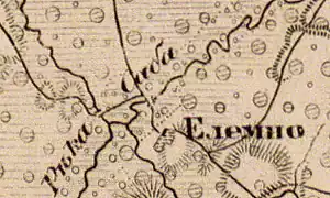 Деревня Елемно на карте 1863 года