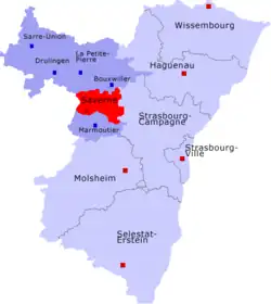 Кантон на карте департамента Нижний Рейн