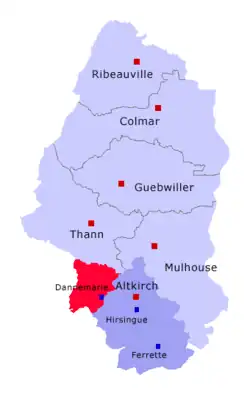 Кантон на карте департамента Верхний Рейн