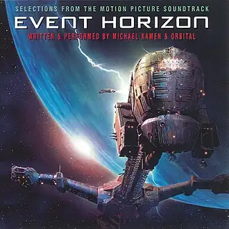 Обложка альбома Майкл Кеймен, Orbital «Event Horizon (Selections From The Motion Picture Soundtrack)Michael Kamen & Orbital — Event Horizon (Selections From The Motion Picture Soundtrack)  (неопр.). Дата обращения: 15 апреля 2018. Архивировано 15 апреля 2018 года.» ()