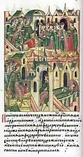 И был между ними суд перед князьями ордынскими, и досталось княжение Муромское князю Феодору Глебовичу, и князя Юрия Ярославича выдали князю Фёдору Глебовичу. Он же держал его в заключении, это было тому очень тягостно. Так, в тягости и в утеснении он и преставился.