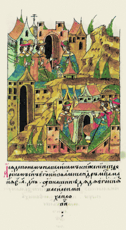 Александр садится на тверской престол после смерти отца