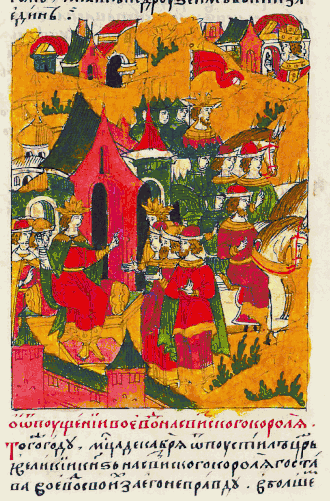 Лицевой летописный свод: «Об отпущении воевод на шведского короля. В том же году в месяце декабре отпустил царь и великий князь на Шведского короля Густава воевод своих за его неправду: в большом полку боярин и воевода князь Петр Михайлович Щенятев да боярин и воевода князь Дмитрий Федорович Палецкий. (...) В правой руке — князь Андрей Иванович Ногтев да Иван Меньшой Васильевич Шереметев».