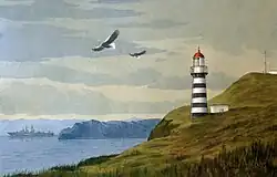 «Маяк Петропавловский (Вауа, Дальний) на мысе Маячный»Картина В. И. Овчинникова