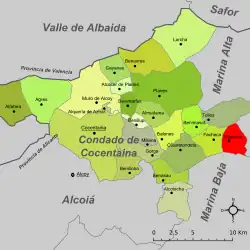 Расположение муниципалитета Фаморка на карте провинции