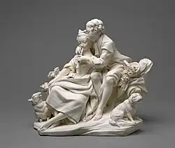 Урок игры на флейте. Между 1757 и 1766. Бисквит. Севр. Центр Гетти, Лос-Анджелес